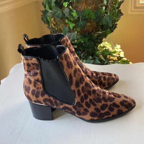 Nine West Cheetah Print Faux Fur Pull On Ankle Booties Size 7.5 - Picture 9 of 15